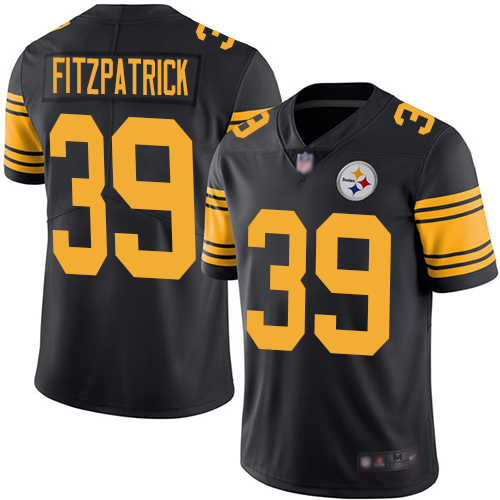 Men Pittsburgh Steelers Football 39 Limited Black Minkah Fitzpatrick Rush Vapor Untouchable Nike NFL Jersey